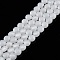 Imitation Jade Glass Beads Strands, Faceted, Flat Round, Creamy White, 6.5x3.5mm, Hole: 1.2mm, about 98~100pcs/strand, 21.65 inch~22.44 inch(55~57cm)