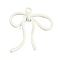 Baking Paint Alloy Pendants, Bowknot, White, 45x42x6mm, Hole: 3mm