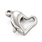 Non-Tarnish 316 Stainless Steel Lobster Claw Clasps, Heart, Stainless Steel Color, 11x8.5x3.5mm, Hole: 1mm
