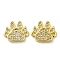 Rack Plating Brass Micro Pave Clear Cubic Zirconia Connector Charms, Cat's Paw Print Links, Long-Lasting Plated, Lead Free & Cadmium Free, Real 18K Gold Plated, 10.5x12.5x2mm, Hole: 1.2mm