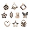 10Pcs 10 Style Alloy Enamel Pendants, with Crystal Rhinestone, Rhombus & Star & Rose & Heart & Rabbit Charms, Light Gold, 18~26.5x11.5~21x1.5~3mm, Hole: 1.6~2mm, 1Pc/style