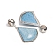 teardrop, Alloy Resin Big Pendants, Platinum, Light Blue, 80x68x10mm, Hole: 15mm