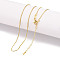 Brass Box Chain Necklaces for Women, Real 18K Gold Plated, 17.95 inch(456mm)