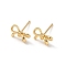 Bowknot Brass Stud Earring Findings, Nickel Free, with Loop, Real 18K Gold Plated, 6x10mm, Hole: 0.9mm, Pin: 1mm