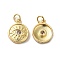 Rack Plating Brass Micro Pave Clear Cubic Zirconia Charms, with Jump Ring, Long-Lasting Plated, Lead Free & Cadmium Free, Flat Round with Eye Charm, Real 18K Gold Plated, 14.5x12x3mm, Hole: 3mm