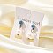 304 Stainless Steel Dangle Stud Earrings, with Natural Pearl and Enamel, Round, Stainless Steel Color, 19.5x8mm