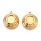 304 Stainless Steel Pendant Cabochon Settings, Flat Round, Ion Plating(IP), Real 18K Gold Plated, Tray: 9mm, 22x19x5.9mm, Hole: 1.8mm