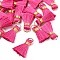 20Pcs Handmade Polycotton(Polyester Cotton) Tassel Decorations, Pendant Decorations, with Golden Iron Loops, Medium Violet Red, 17~21x10x5mm, Jump Ring: 6x0.7mm, Inner Diameter: 4.6mm, 20pcs/set