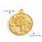 304 Stainless Steel Pendants with Rhinestone, Flat Round with Tree, Golden, 22mm