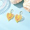 Leaf Handmade Glass Seed Beads Leverback Earrings, 304 Stainless Steel, Golden, Yellow, 48x28.5mm