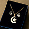 304 Stainless Steel Pendant Necklaces & Stud Earrings Sets, Golden, Moon, 460~500mm