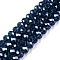 Electroplate Glass Beads Strands, Pearl Luster Plated, Faceted, Rondelle, Marine Blue, 8x6mm, Hole: 1mm, about 60~62pcs/strand, 39~40cm