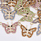 Alloy Pendants, with Rhinestone, Butterfly, Light Gold, Mixed Color, 20x29x2mm, Hole: 2mm
