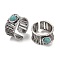 Oval Synthetic Turquoise Cuff Rings, Alloy Wide Band Open Rings for Women, Cadmium Free & Lead Free, Antique Silver, 10.5mm, Inner Diameter: Adjustable