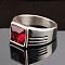 Fashionable 304 Stainless Steel Cubic Zirconia Finger Rings for Men, Punk Style, Rectangle, FireBrick, US Size 9(18.9mm)