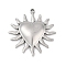 304 Stainless Steel Pendants, Heart Sun Charm, Anti-Tarnish, Stainless Steel Color, 40x37.5x5mm, Hole: 2mm