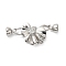 Rack Plating Brass Micro Pave Clear Cubic Zirconia Fold Over Clasps, Cadmium Free & Lead Free, Long-Lasting Plated, Flower, Platinum, Flower: 20.5x16.5x7mm, Clasp: 15x7x7mm, Inner Diameter: 5.5mm