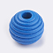 Natural Wood Beehive European Beads, Dyed, Round, Dodger Blue, 19~20x19mm, Hole: 5mm, about 200pcs/500g