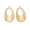 304 Stainless Steel Pendants, Teardrop Charms, Real 14K Gold Plated, 35x19.5x2.5mm, Hole: 1.8mm