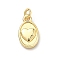 Brass Charms, Oval, Long-Lasting Plated, Cadmium Free & Lead Free, 
Real 18K Gold Plated, Heart, 13.5x8x2mm, Jump Ring: 5x1mm, Inner Diameter: 3mm
