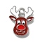 Alloy Enamel Pendants, Platinum, Christmas Series, Elk, 18x15x2mm, Hole: 1.6mm