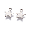 Tarnish Resistant 304 Stainless Steel Charms, Star, Stainless Steel Color, 10x8.5x1mm, Hole: 1.4mm