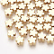 Brass Beads, Flower, Real 18K Gold Plated, 6x6x3mm, Hole: 1mm