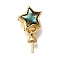 Star Brass Paua Shell Cup Pearl Peg Bails Pin Pendants, for Half Drilled Beads, Cadmium Free & Nickel Free & Lead Free, Enhancer Shortener Bails, Real 18K Gold Plated, 13.5mm, Hole: 3x1.5mm, Pin: 0.7mm