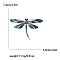 Enamel Pin, Alloy Rhinestone Brooch for Backpack Clothes, Dragonfly, Golden, Teal, 74x50mm