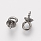 Tarnish Resistant 201 Stainless Steel Screw Eye Pin Peg Bails, For Half Drilled Beads, Stainless Steel Color, 8x4mm, Hole: 1.5mm, Pin: 1mm