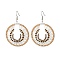 Glass Seed Braided Flat Round Dangle Earrings, 304 Stainless Steel Jewelry for Women, Gold, 67mm, Pin: 0.7mm