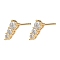 Brass Micro Pave Clear Cubic Zirconia Flat Round Stud Earring Findings, Nickel Free, Real 18K Gold Plated, 9x3.5mm, Hole: 1.5x1.5mm, Pin: 0.8mm