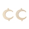 Brass Link Connectors, Long-Lasting Plated, Moon, Real 24K Gold Plated, 16.5x22x0.8mm, Hole: 1.2mm