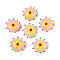 Handmade Lampwork Beads, Bumpy Flat Round with Flower, Pink, 18.5~20x10~11mm, Hole: 1mm