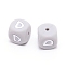 Silicone Beads, Cube with Letter.D, Gray, 12x12x12mm, Hole: 2mm