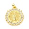 Brass Pendants with Cubic Zirconia, Electrophoretic Color Preservation, Round Charms, Golden, 23x21x2.8mm, Hole: 3mm