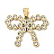 Ion Plating(IP) 304 Stainless Steel Rhinestone Pendants, Bowknot, Clear, 25x31.5x2.5mm, Hole: 7x4.5mm