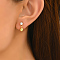Elegant and Versatile Round 201 Stainless Steel Stud Earrings, with Clear Cubic Zirconia, Real 18K Gold Plated, 14x6mm