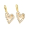 Brass Micro Pave Cubic Zirconia Pendants, Heart, Rack Plating, Long-Lasting Plated, Cadmium Free & Lead Free, Golden, 17x7.5x2mm, Hole: 2.5x4.5mm