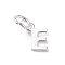 925 Sterling Silver Letter Charms, with Jump Rings and 925 Stamp, Silver Color Plated, Letter E, 7.8x6x0.8mm, Hole: 4mm