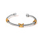 304 Stainless Steel Bangles, Twisted Rope Bracelets, Golden & Stainless Steel Color, Inner Diameter: 2-1/4 inch(5.68cm)