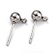 Non-Tarnish 304 Stainless Steel Ball Post Stud Earring Findings, with Loop and 316 Surgical Stainless Steel Pin, Stainless Steel Color, 16x8x5mm, Hole: 1.6mm, Pin: 0.8mm