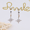 Elegant 925 Sterling Silver Star Hoop Earrings, with Clear Cubic Zirconia, Silver