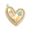 304 Stainless Steel Rhinestone Pendants, PVD Vacuum Plating, Heart, Real 18K Gold Plated, 22x17.5x3mm, Hole: 1.4mm