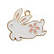 Alloy Enamel Pendants, Golden, Rabbit, WhiteSmoke, 22x25mm