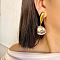 304 Stainless Steel Dangle Stud Earrings, Real 18K Gold Plated & Stainless Steel Color, Oval, 60x28.5mm