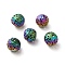 Ion Plating(IP) 304 Stainless Steel Beads, Hollow, Round, Rainbow Color, 10mm, Hole: 1mm