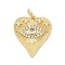 Brass Micro Pave Cubic Zirconia Pendants, Heart Charms, Rack Plating, Cadmium Free & Lead Free, Long-Lasting Plated, Real 18K Gold Plated, 19.5x16x3mm, Hole: 3.5mm