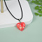 Luminous Heart with Paillette Inside Pendant Black Wax Cord Necklaces, with Alloy Findings, Red, 17.72 inch(45cm)