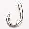 Tarnish Resistant 304 Stainless Steel Hook Clasps, Fish Hook Charms , Stainless Steel Color, 37x22x6mm, Hole: 3x5mm
